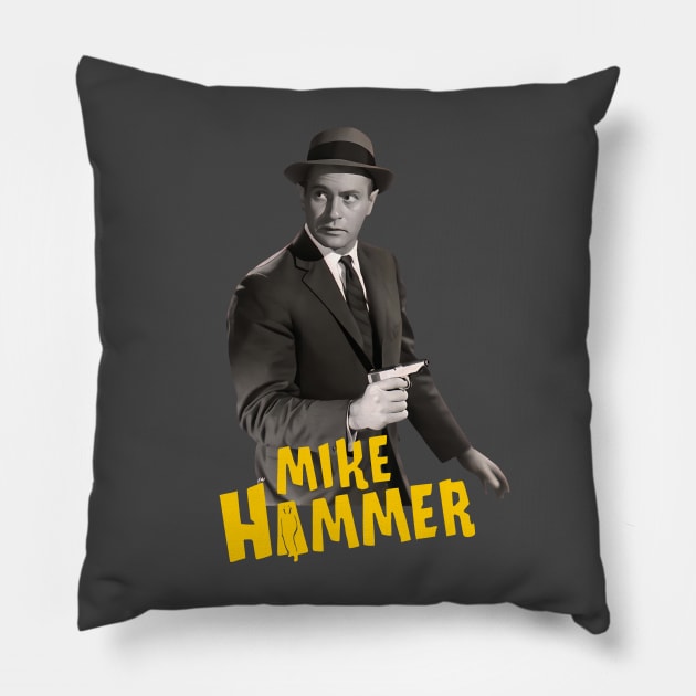 Mike Hammer - Darren McGavin - 50s Tv Show Pillow by wildzerouk