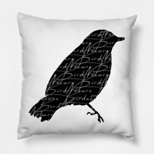 Raven bird and text graphic Pillow