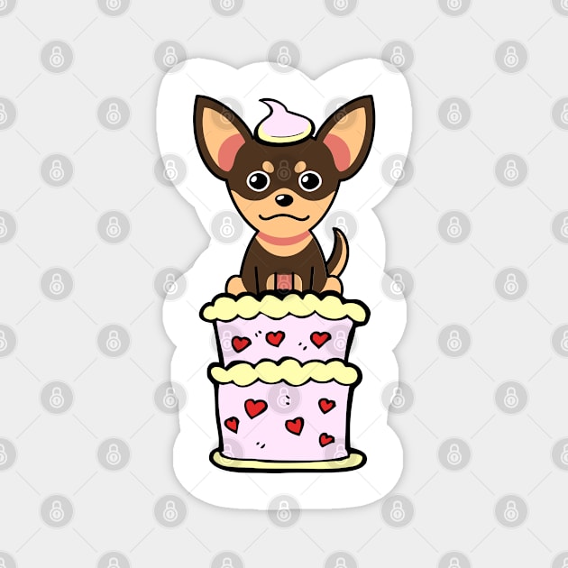 Small dog Jumping out of a cake Magnet by Pet Station