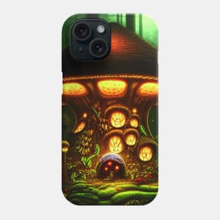 Magical Big Cottage Mushroom House with Lights in Forest with High Trees, Mushroom Aesthetic Phone Case