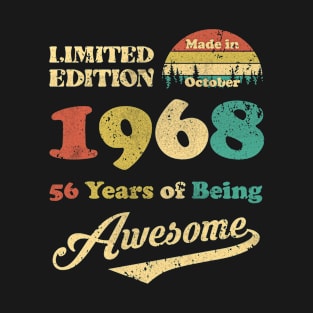 Made In October 1968 56 Years Of Being Awesome Vintage 56th Birthday T-Shirt