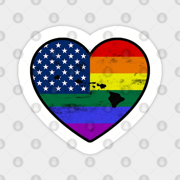 Hawaii United States Gay Pride Flag Heart Magnet by TextTees