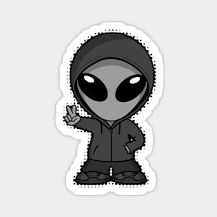 Space Alien Peace Dark Version Magnet