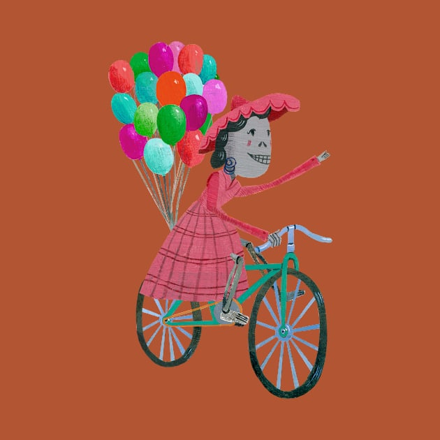 Dia de los Muertos, Señora Bicycle Ride by John Parra Art