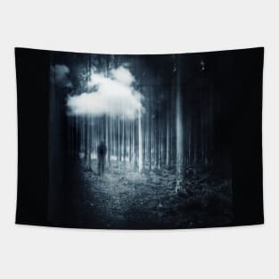 Mindscapes - Silhouette of walker in forest Tapestry