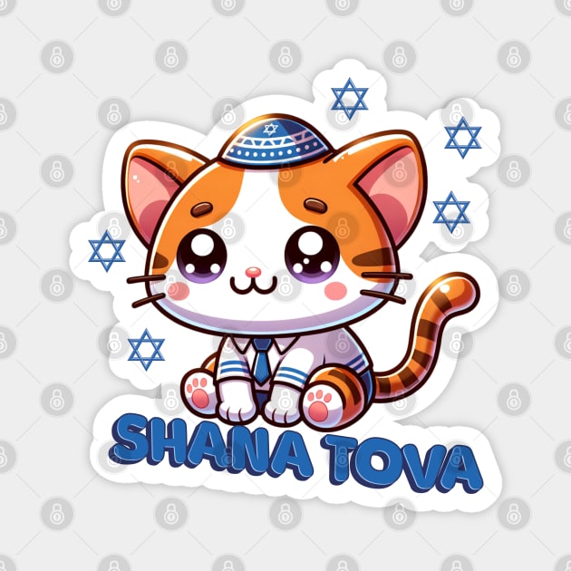 Cute Kitty Shana Tova Magnet by HolidayBug