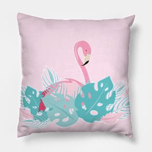 Elegant Pink Flamingo Design Pillow