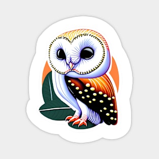 cute owl on leaf sticker Magnet