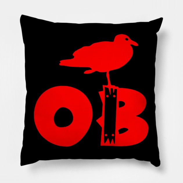 Ocean Beach Stumpy Red Pillow by EnolaReven