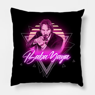 Baba Yaga Synthwave Retro Art Pillow