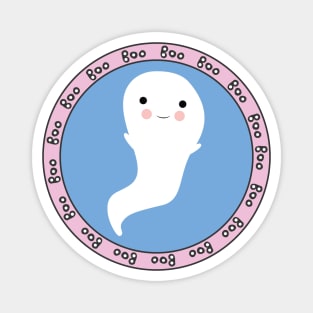 Sweet Ghost Emblem Halloween Circle Design Magnet