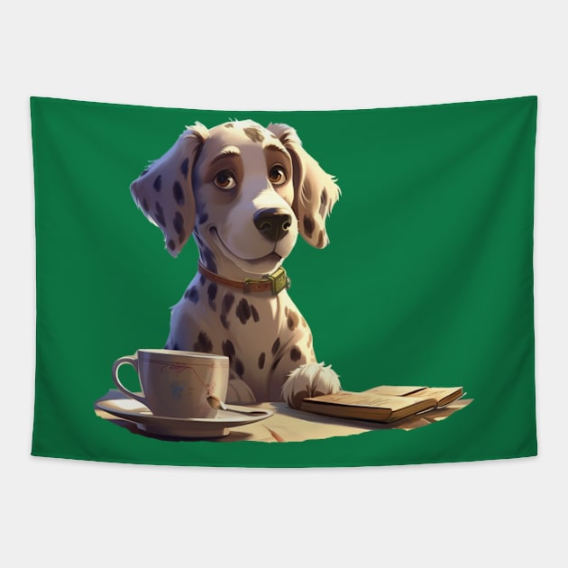 Dalmatian's Serene Reading Break Tapestry by vk09design