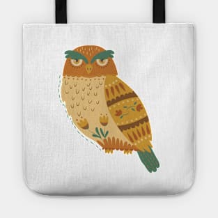 Autumn Folk Art Owl Tote