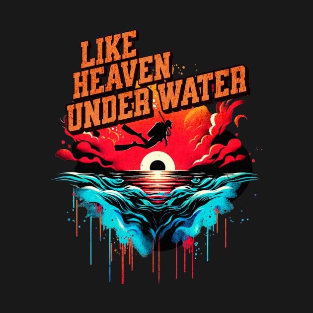 Like Heaven under Water Scuba Diver Design by Miami Neon Designs