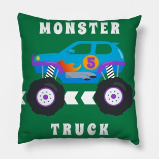 Vector illustration of monster truck with cartoon style. Pillow