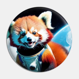 Happy Red Panda Spaceman Artwork Pin