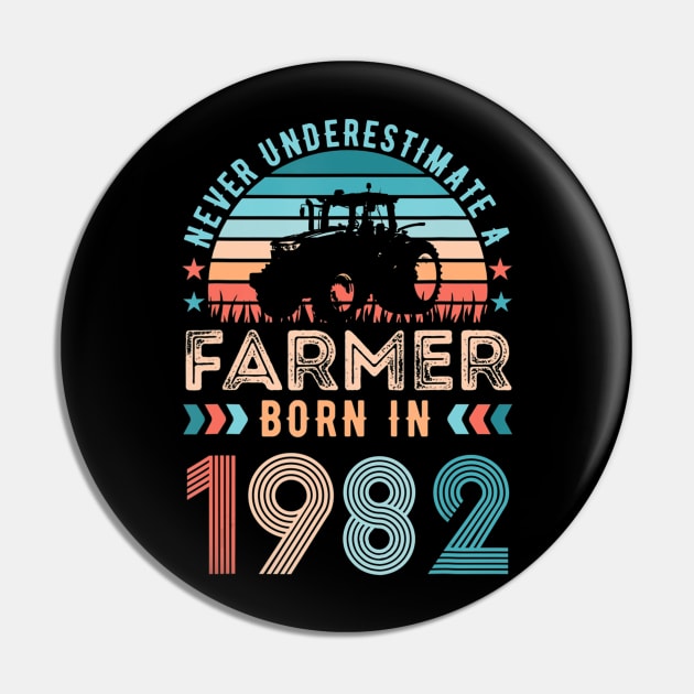 Farmer born in 1982 Farming Gift 40th Birthday Pin by Zak N mccarville