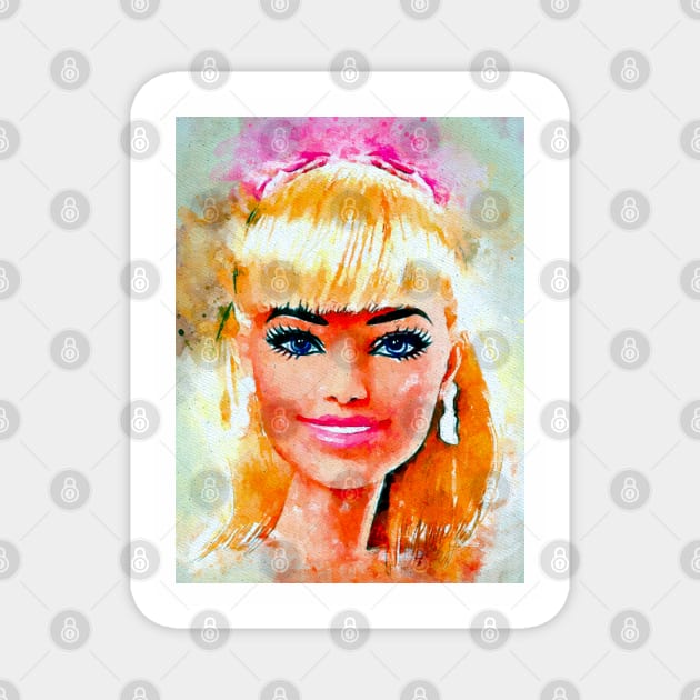 Watercolor Barbie Magnet by danieljanda