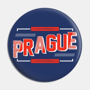 Retro Prague Czech Republic Word Art Vintage Praha Pin