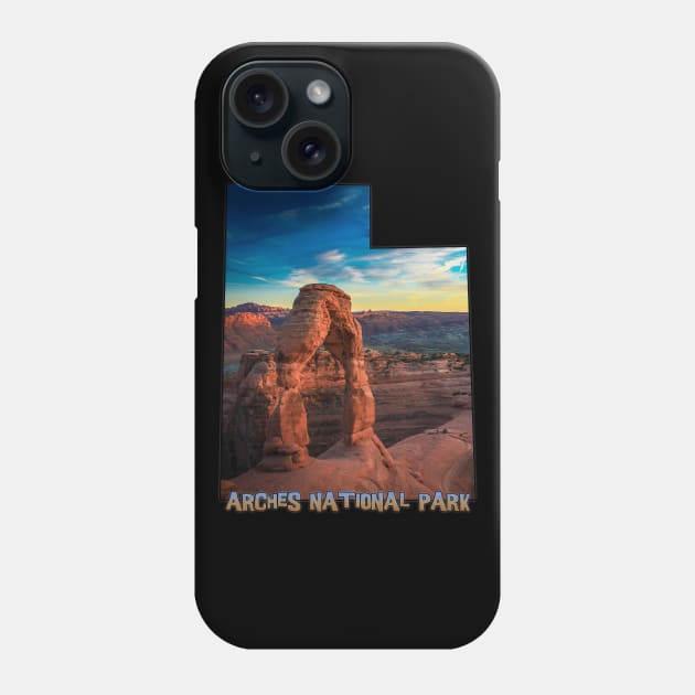 Utah State Outline (Arches National Park) Phone Case by gorff