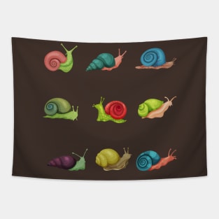 Snail Shells Colorful Collection Tapestry