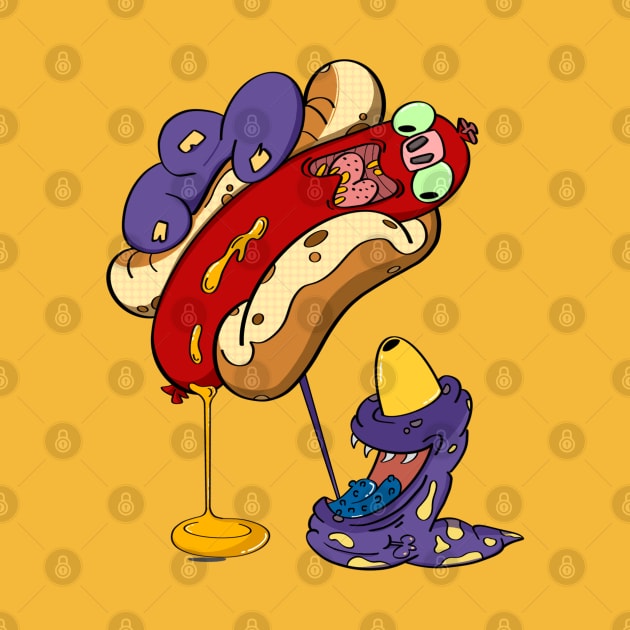 Hungry Monster and Scared Hotdog Cartoon by Odd Creatures