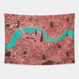 Super Cool Red London map Tapestry