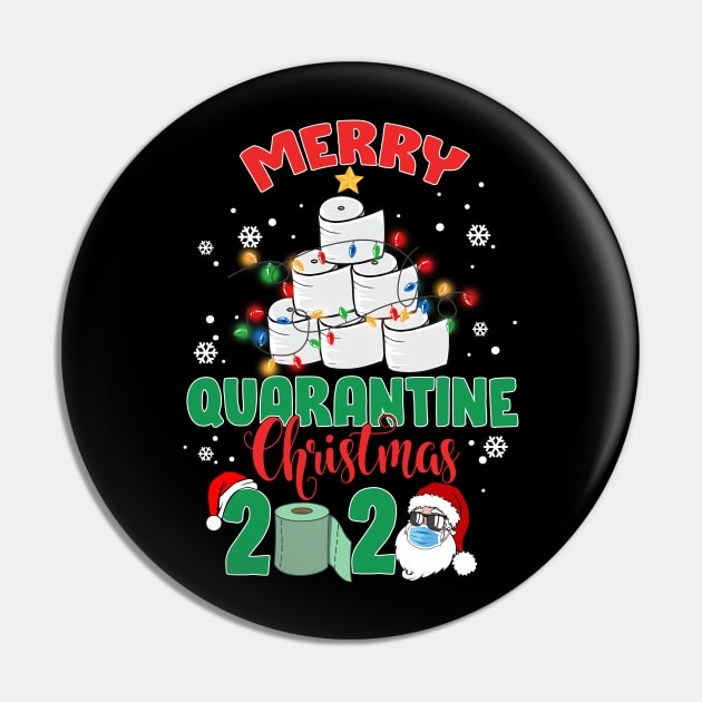 Santa's Wearing His Face mask & Tree Light Pine Toilet Paper Snowflake Merry Quarantine Christmas 2020 Funny Pin by mittievance