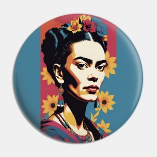 Frida's Colorful Reverie: Vibrant Portrait Pin