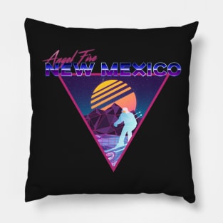 Retro Vaporwave Ski Mountain | Angel Fire New Mexico | Shirts, Stickers, and More! Pillow
