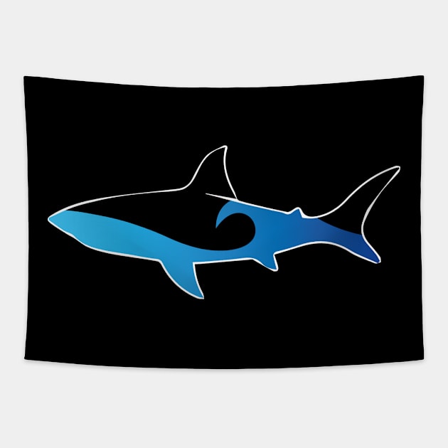 Surf the shark Black Tapestry by JDP Designs