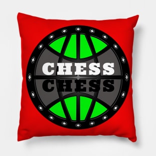 Chess Logo in Black, White and Green Pillow