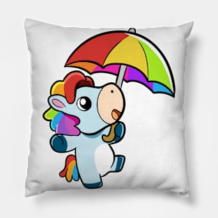 Happy Unicorn Holding Umbrella Kawai Pillow