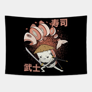 Funny Retro Sushi Samurai Sushi Warrior Ninja Move Tapestry