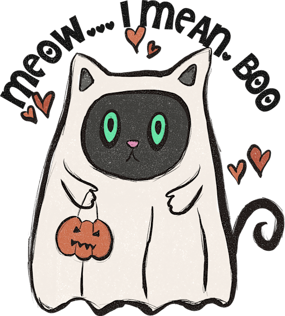 Meow I Mean Boo Cat Halloween Costume Kids T-Shirt by Teewyld