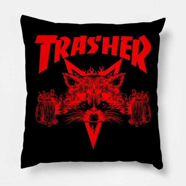 TRASHER (candy red) Pillow by joeyjamesartworx