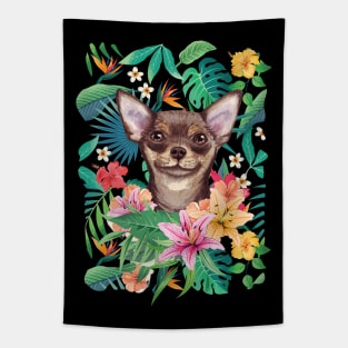 Tropical Short Haired Chocolate Tan Chihuahua Tapestry