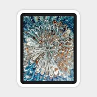 Blue and bronze abstract flower Magnet