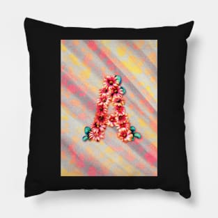 Cover with flowers forming the letter A Pillow