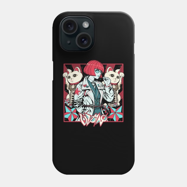 Cyan with beckoning cats Phone Case by Yukke's art store