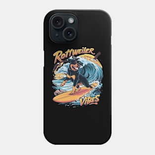 Paws and Waves Rottweiler Surfing Adventure Phone Case