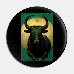 Taurus the Bull Zodiac Illustration Pin