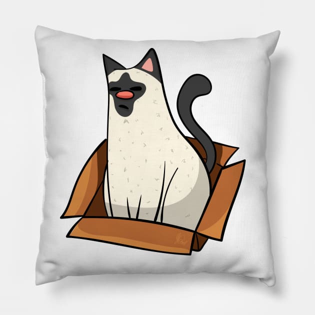 Cat In Box - Siamese Pillow by KPrimeArt