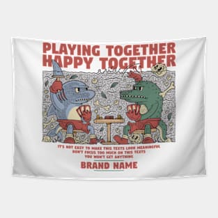 Shark Shuffle Retro Splash Tapestry