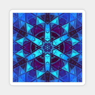 Mosaic Kaleidoscope Flower Blue and Purple Magnet
