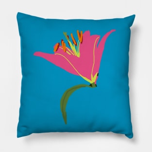 Pink Stargazer Lily Flower Abstract Painting Pillow