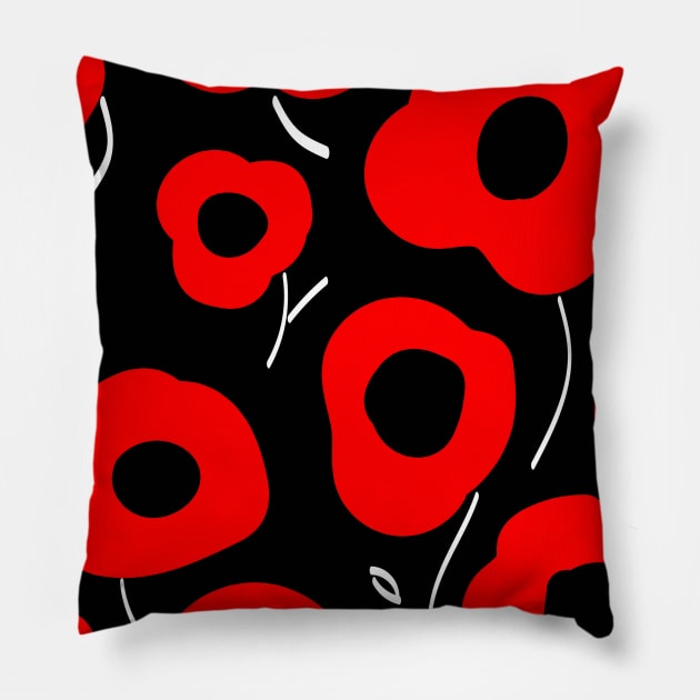 Poppies pattern Pillow by monika27