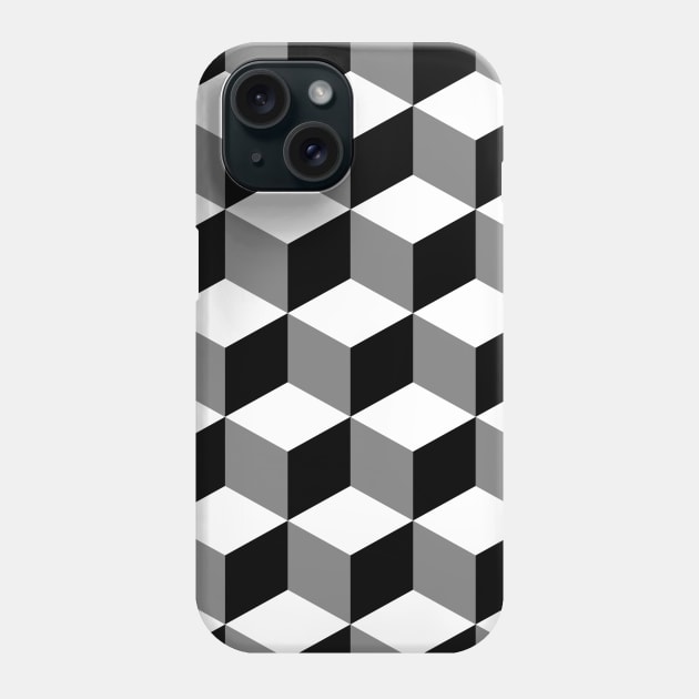 Cubes Black White Gray Phone Case by NataliePaskell