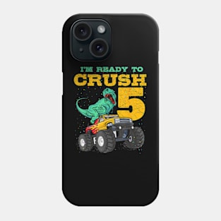 5th Birthday Monster Truck Dino 5 Years Old Bday Phone Case