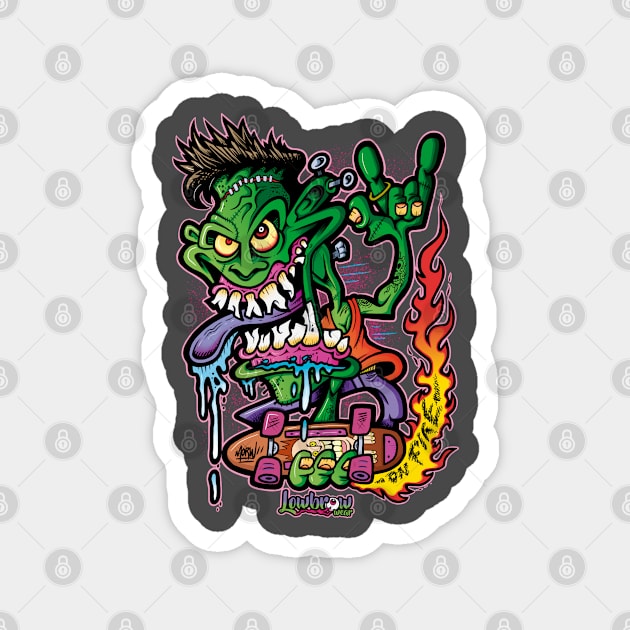 FRANKY ON FIRE Magnet by Lowbrow Wear